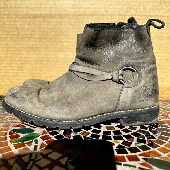 Ariat Whitney Ankle Boots Round Toe Waterproof Suede Leather Gray 7.5B - Picture 4 of 7